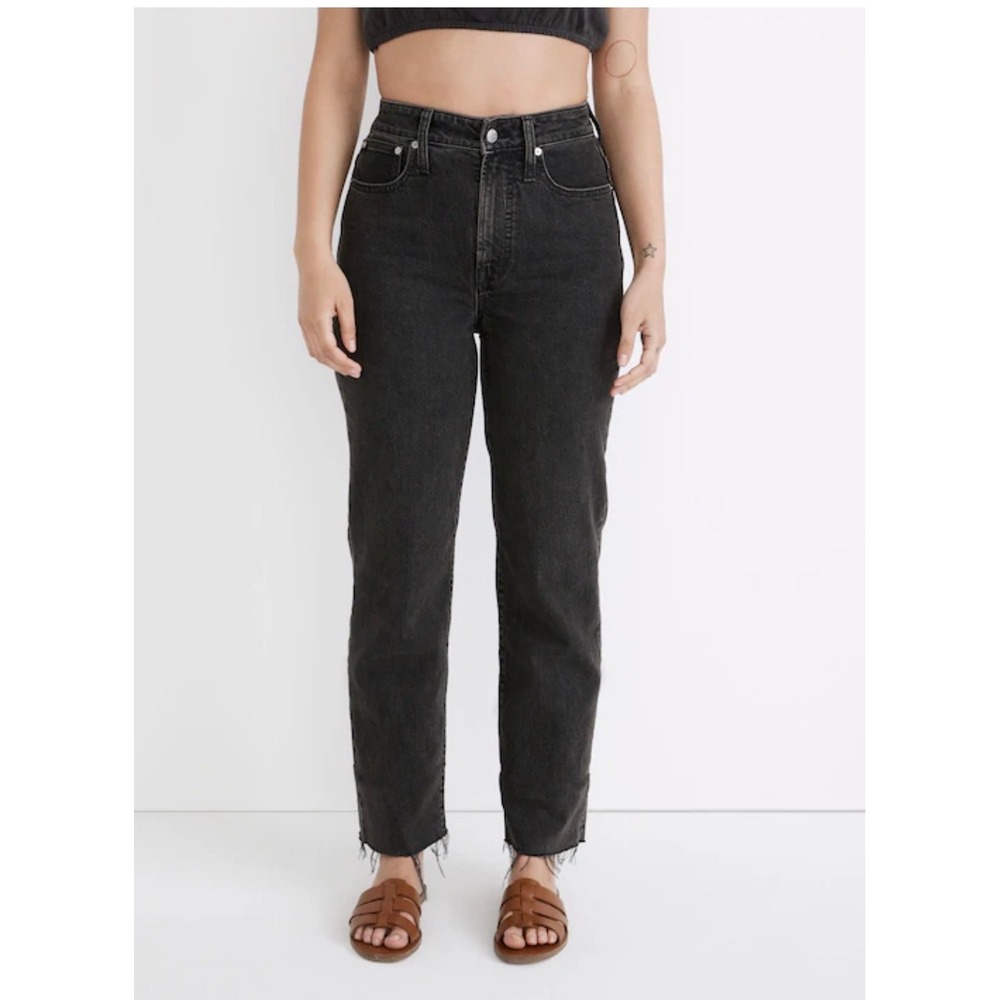 Madewell The 90s Straight Leg Jeans in Lunar Wash Black High Rise Size 26